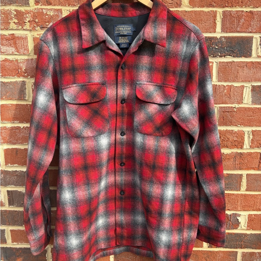 Pendleton Red Plaid Wool Men’s Board Shirt
